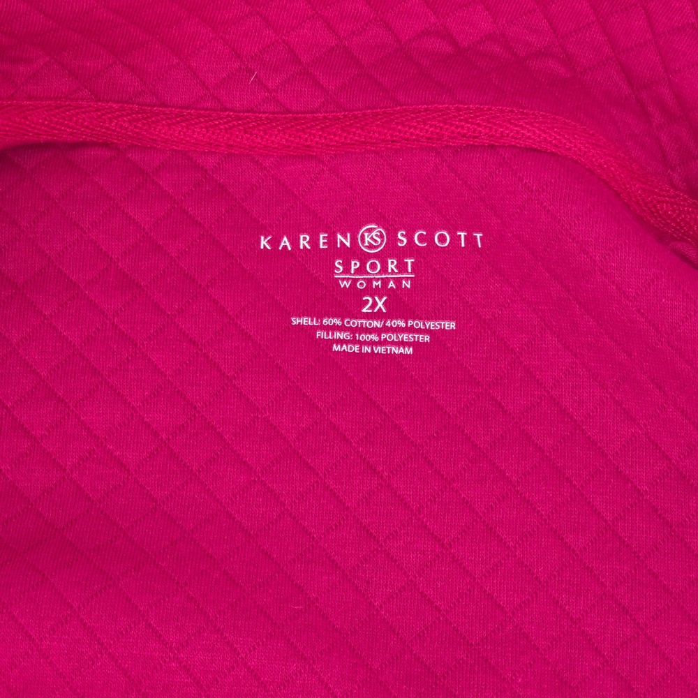 Karen Scott Sport Quilted Full Zip Vest Woman 2X Pink Barbiecore Athleisure Cozy - Picture 6 of 16